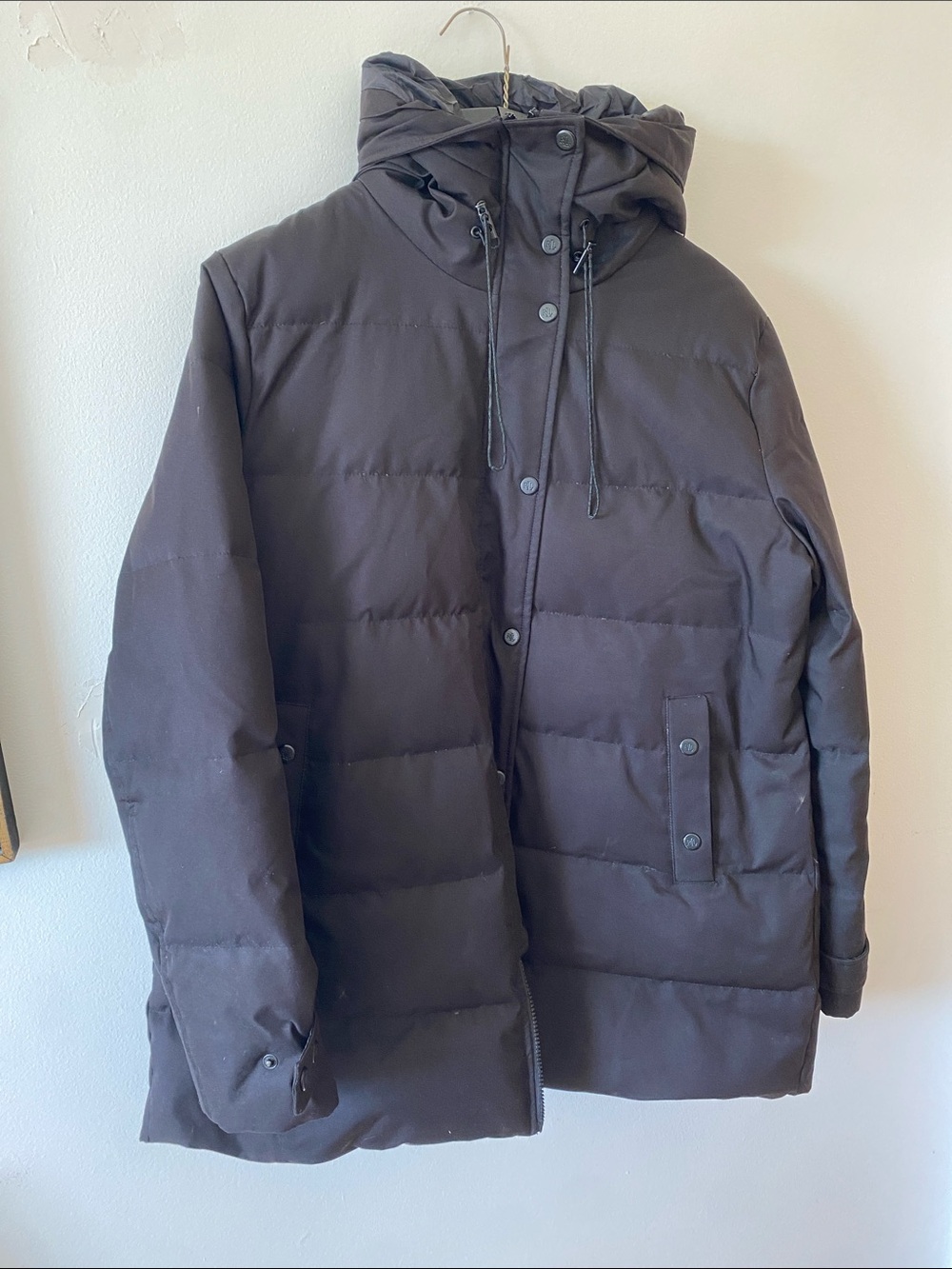 Ralph Lauren Hooded Funnel Neck Puffer Down Jacket - Black Size XL